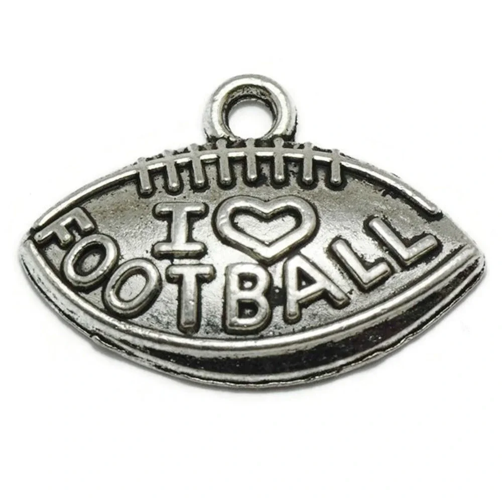 10pcs I Love Football Charms, jewelry making supplies